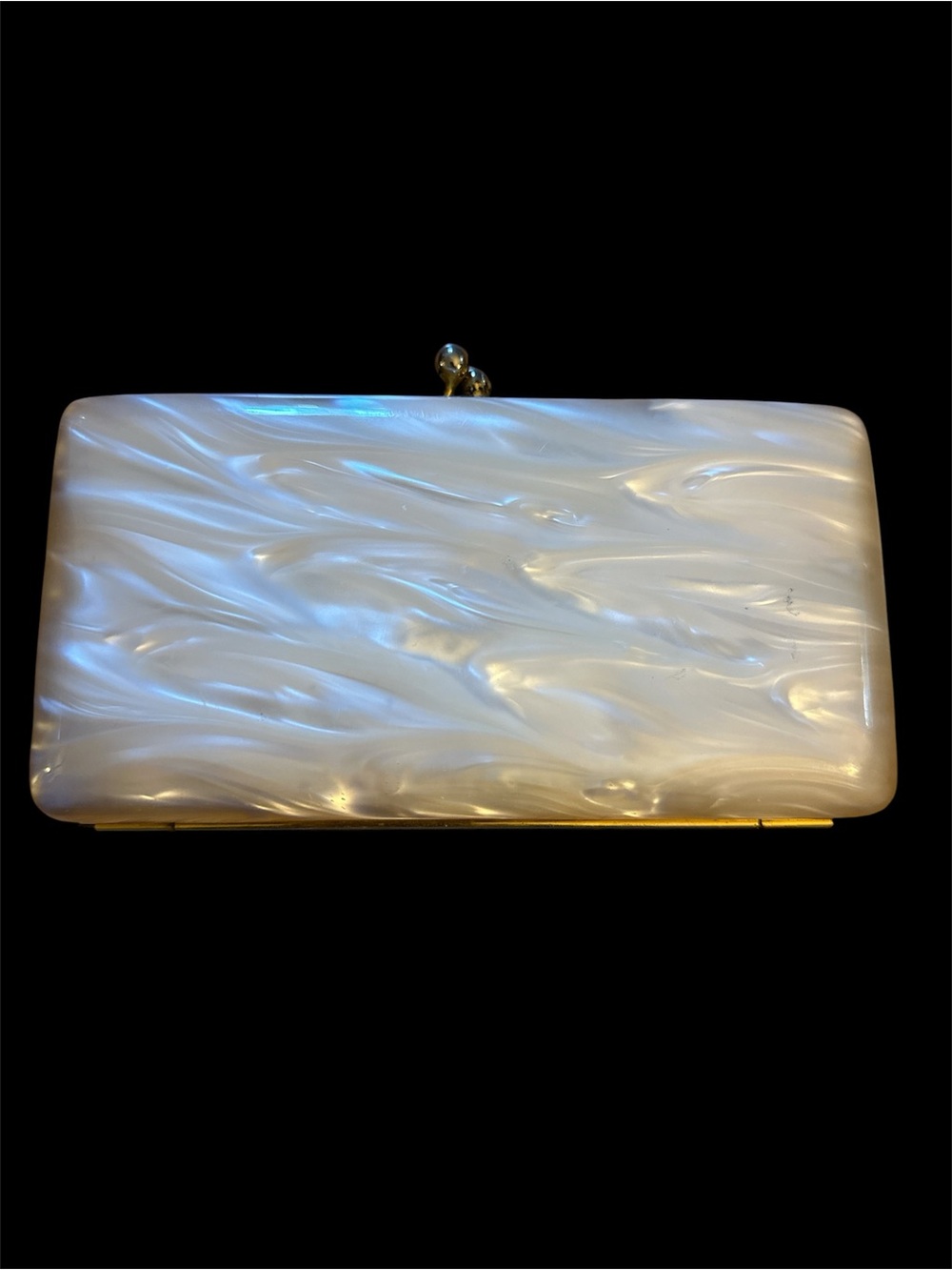 Vintage Pearlescent White Wave Hardcase Clutch